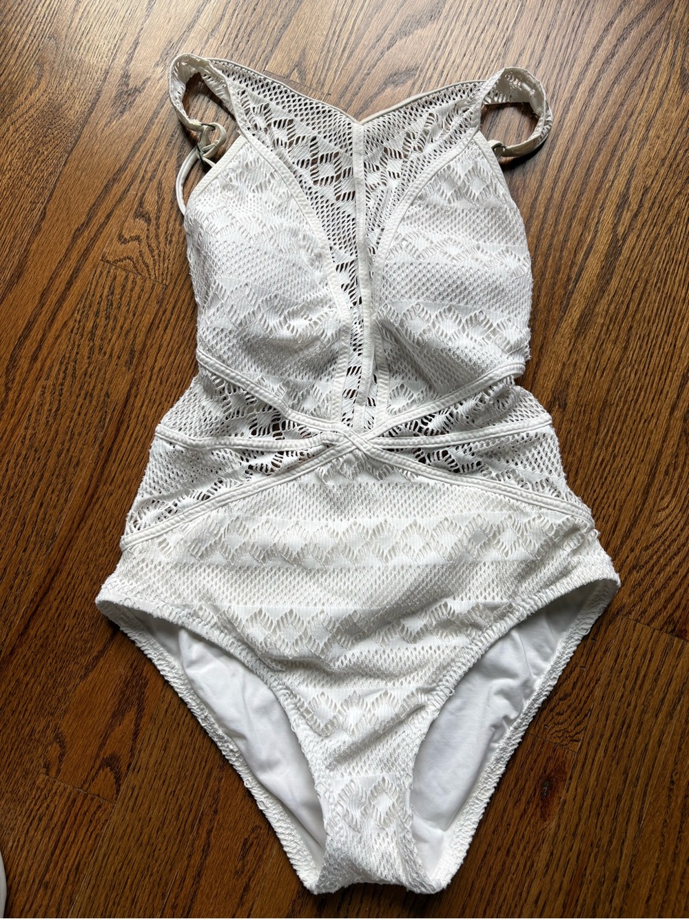 BECCA White Crochet lace-look 
Women's One-Piece Swimsuit
